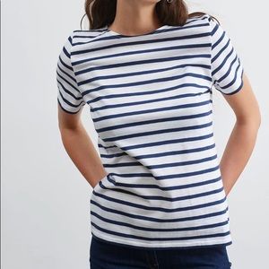 Saint James ETRILLE Stripe Tee with Short Sleeve (White/Navy)
